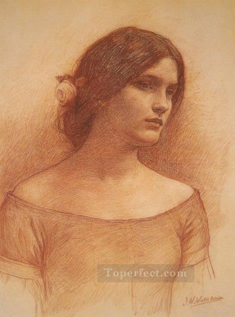 レディ・フォー・ザ・スタディークレア小さなギリシャ人女性ジョン・ウィリアム・ウォーターハウス油絵